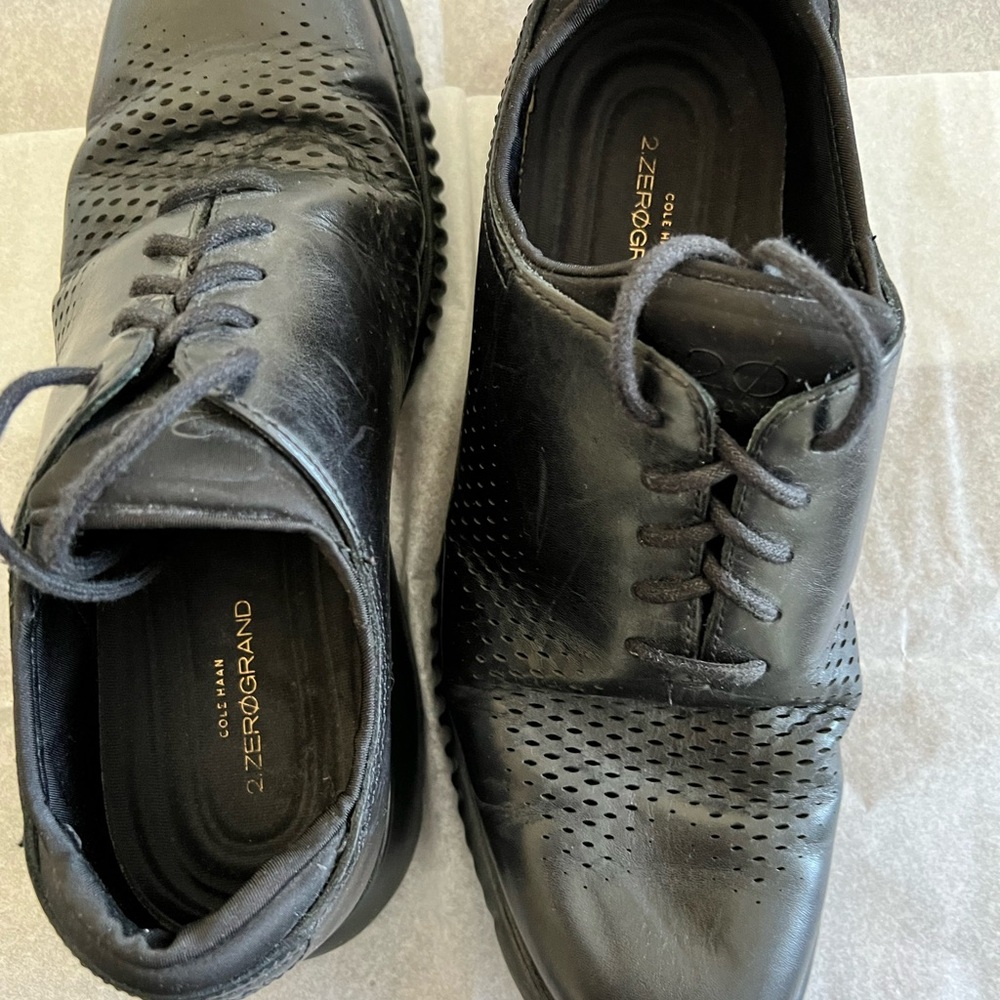 Cole Haan Black Perforated Derbys